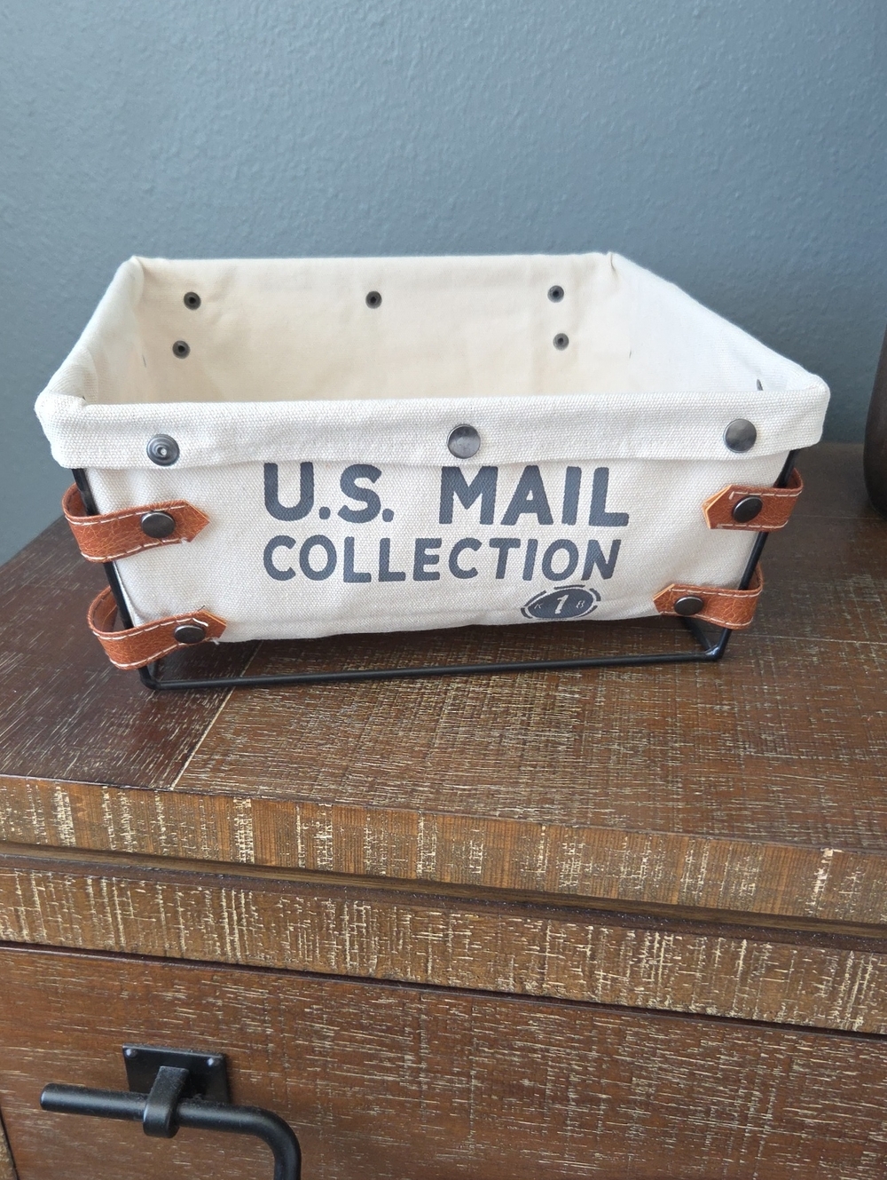 Hobby Lobby Vintage Style Canvas U.S. Mail Collection Basket Storage Bin